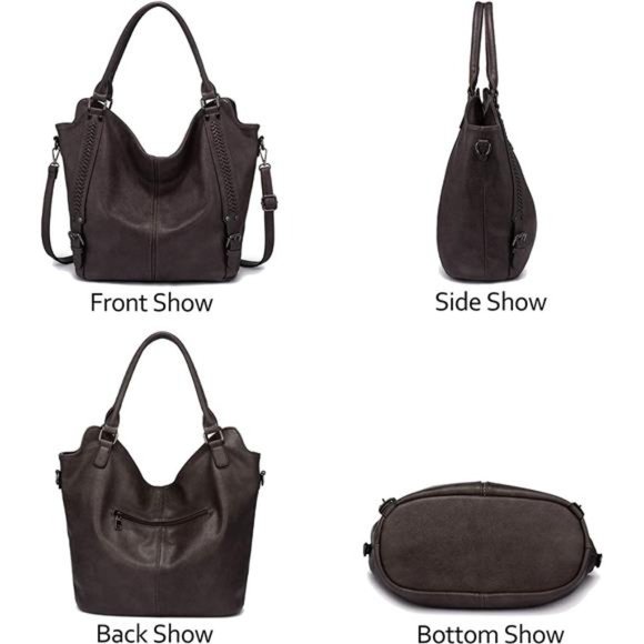 Brown Bag PU Leather Shoulder Bags Fashion Hobo Bags Large Purse and Handbags - Picture 2 of 5